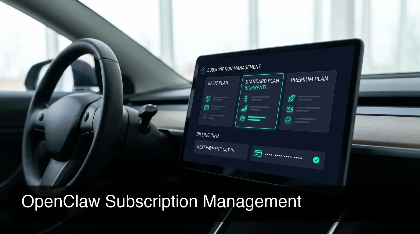OpenClaw subscription dashboard showing managed hosting plan tiers and billing overview
