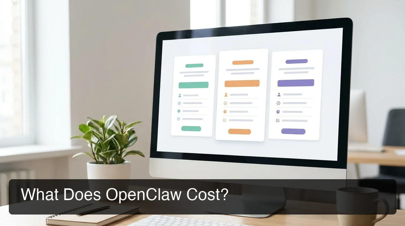 OpenClaw cost overview showing pricing tiers and deployment options on a clean dashboard
