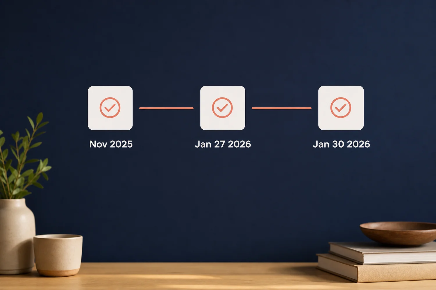 OpenClawHQ clawdbot name timeline showing three checkpoints: Nov 2025, Jan 27 2026, and Jan 30 2026