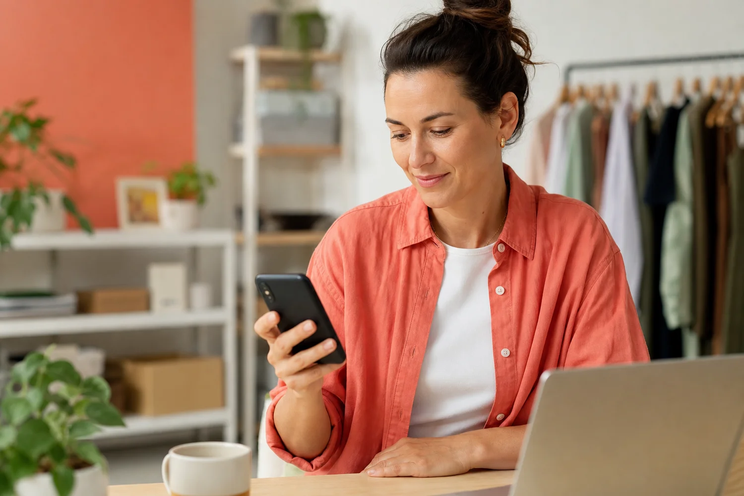 OpenClaw automated workflows illustrated by a business owner reading an instant customer reply on a phone