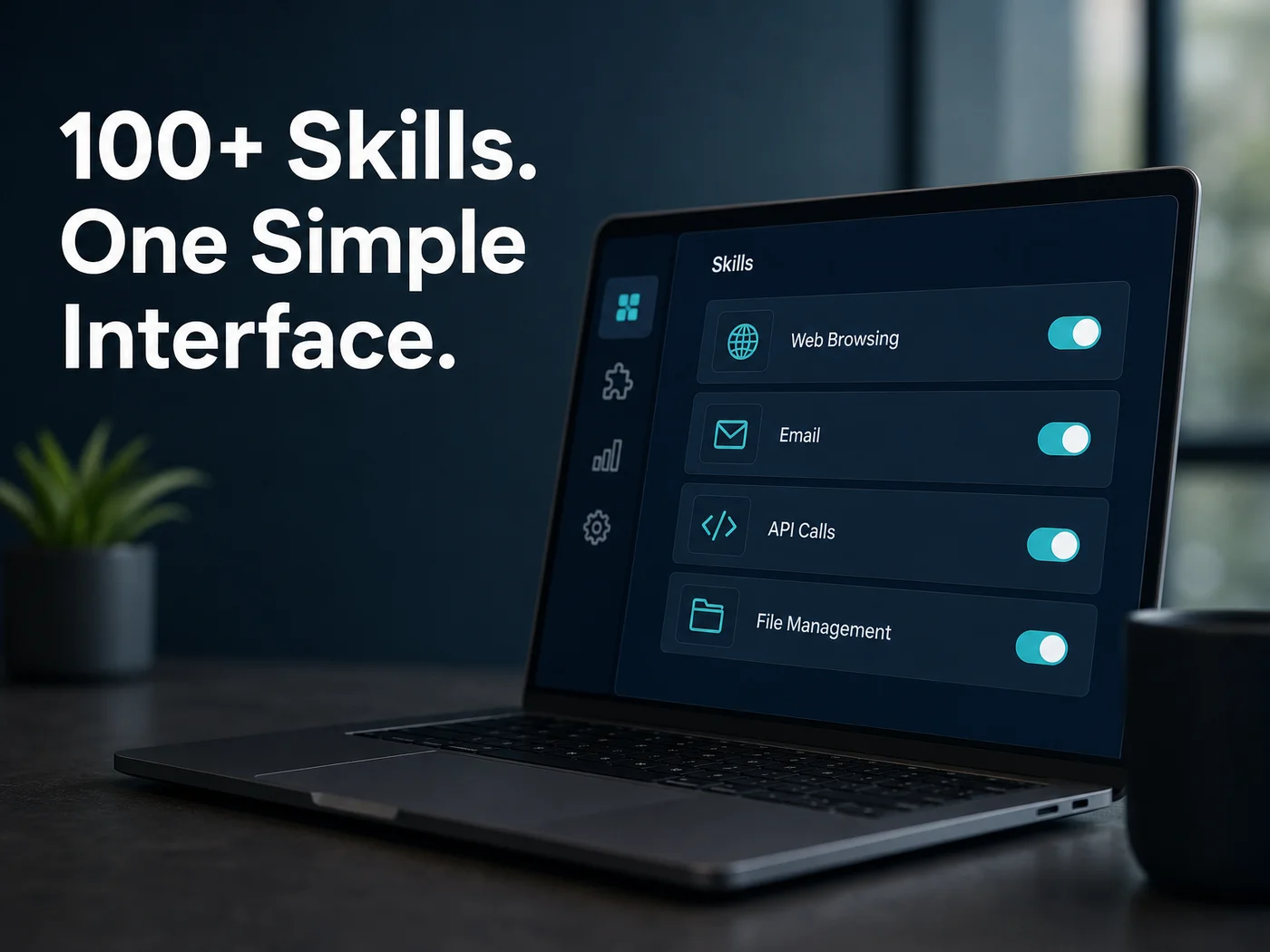 OpenClaw skills explained: a skills panel with web browsing, email, API calls and file management switched on