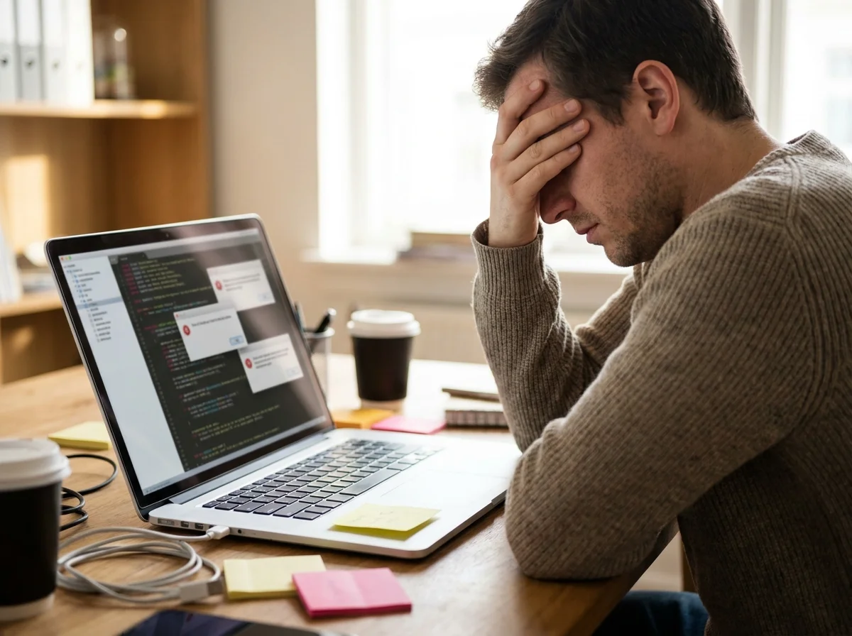 Frustrated developer facing errors during a manual openclaw setup process