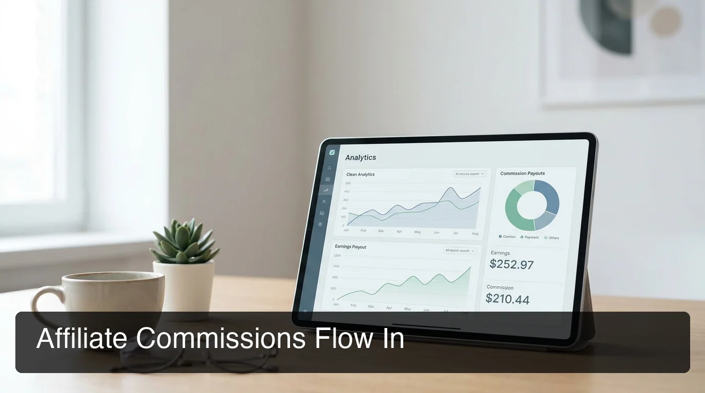 affiliate commissions analytics dashboard showing openclaw affiliate earnings and monthly recurring payout graphs