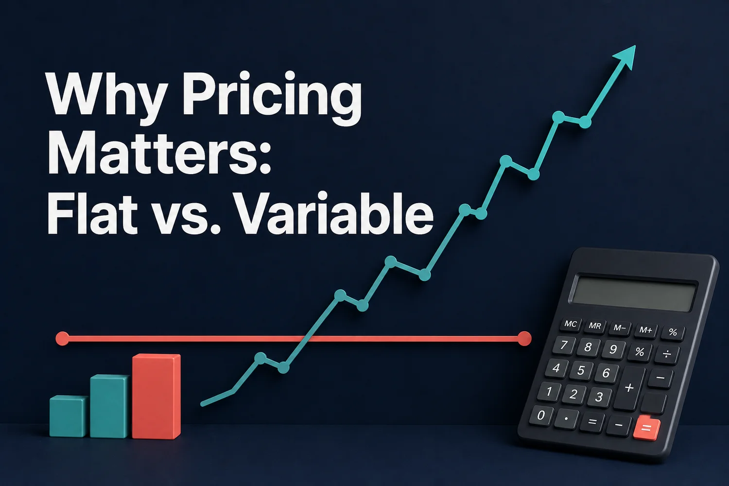 OpenClawHQ flat vs variable pricing graphic showing a fixed monthly line against a rising usage-based cost curve