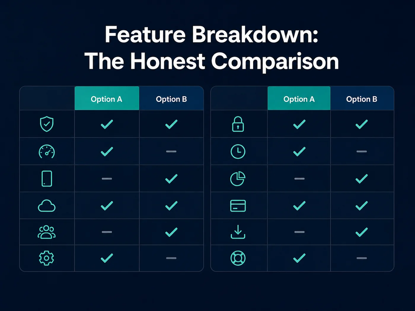 OpenClawHQ feature comparison for nanoclaw vs openclaw showing a checklist-style matrix of capabilities