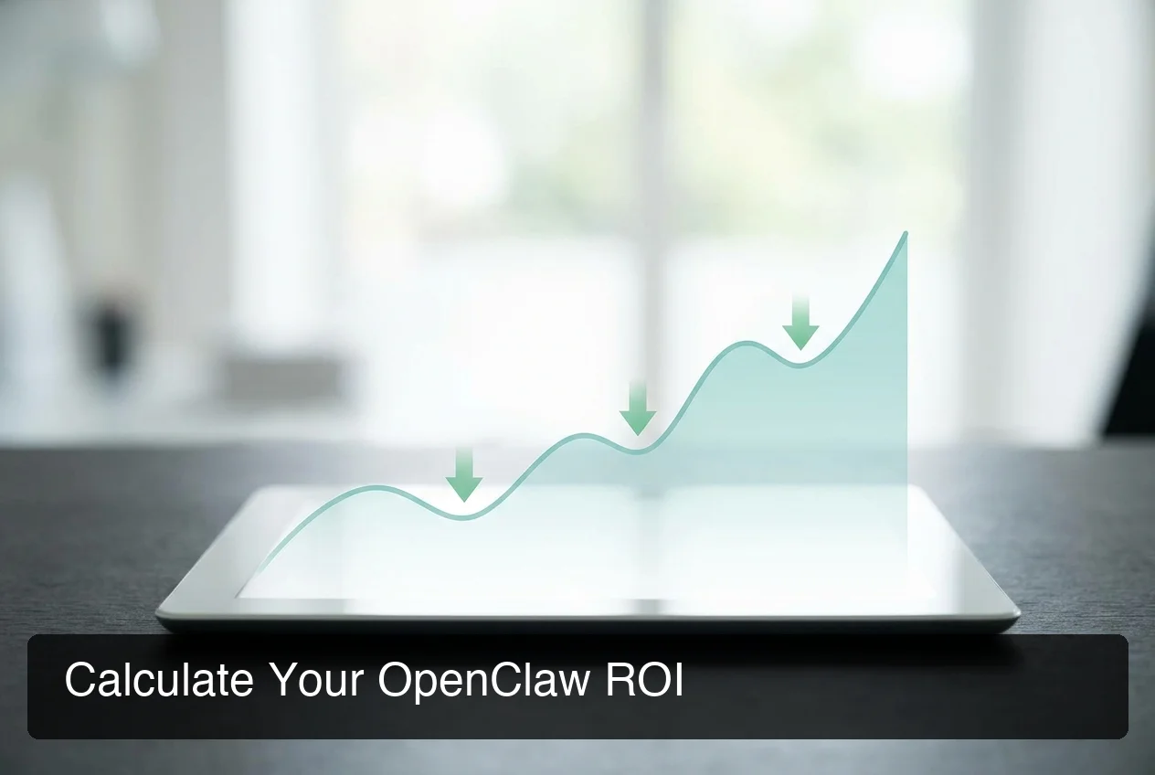 OpenClaw ROI and cost savings visualization showing automation efficiency gains on an upward trending chart