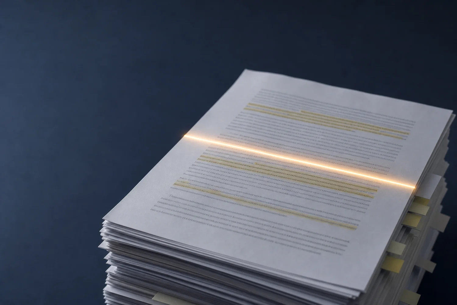 OpenClaw legal document summarization scanning a stack of case documents for a law firm