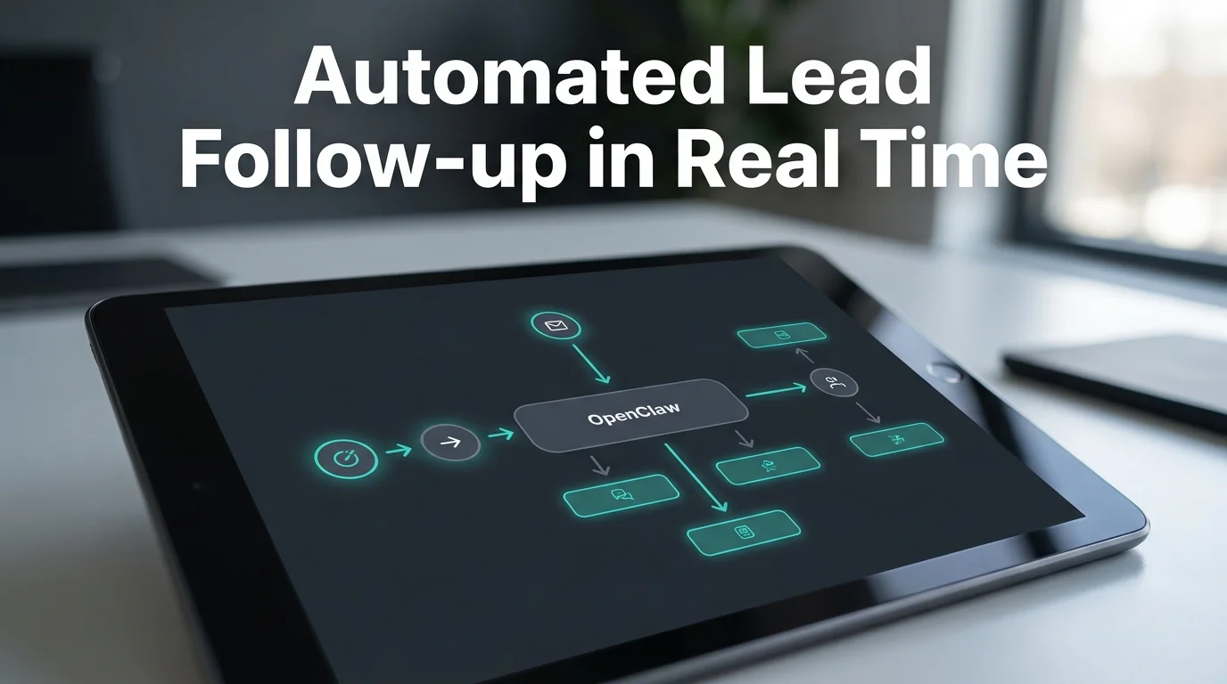 OpenClawHQ dashboard showing an automated lead follow-up workflow with connected email sequences