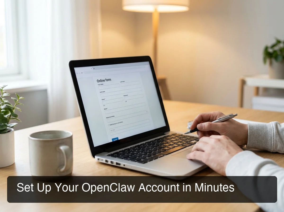 OpenClaw account setup showing the guided channel connection wizard on a clean interface