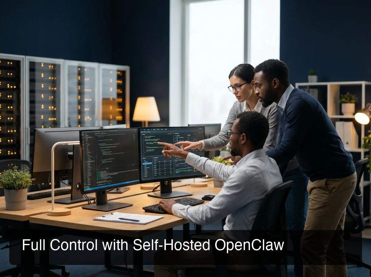 Full control with self-hosted OpenClaw infrastructure showing technical server environment