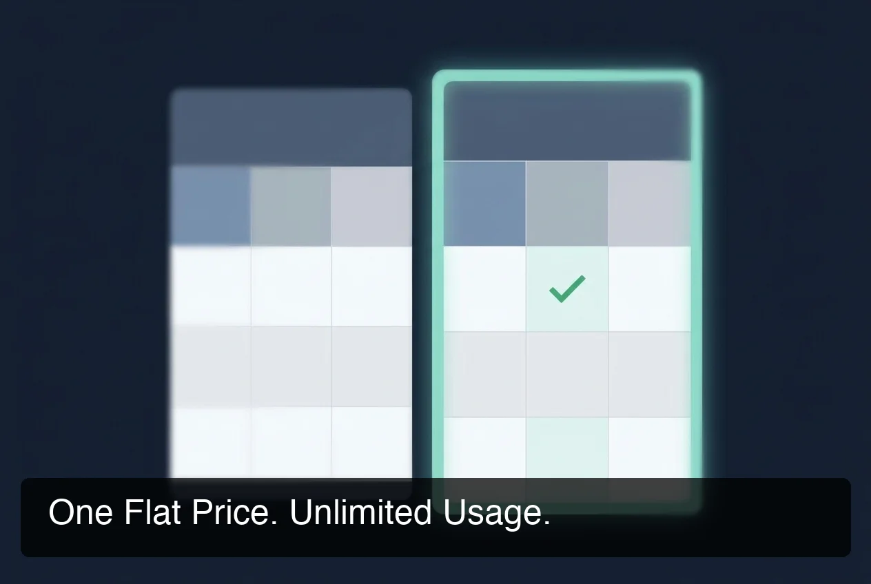 Pricing comparison spreadsheet showing OpenClawHQ $49 flat rate versus KiloClaw, xCloud, and Blink Claw with variable token fees and green checkmark on flat rate