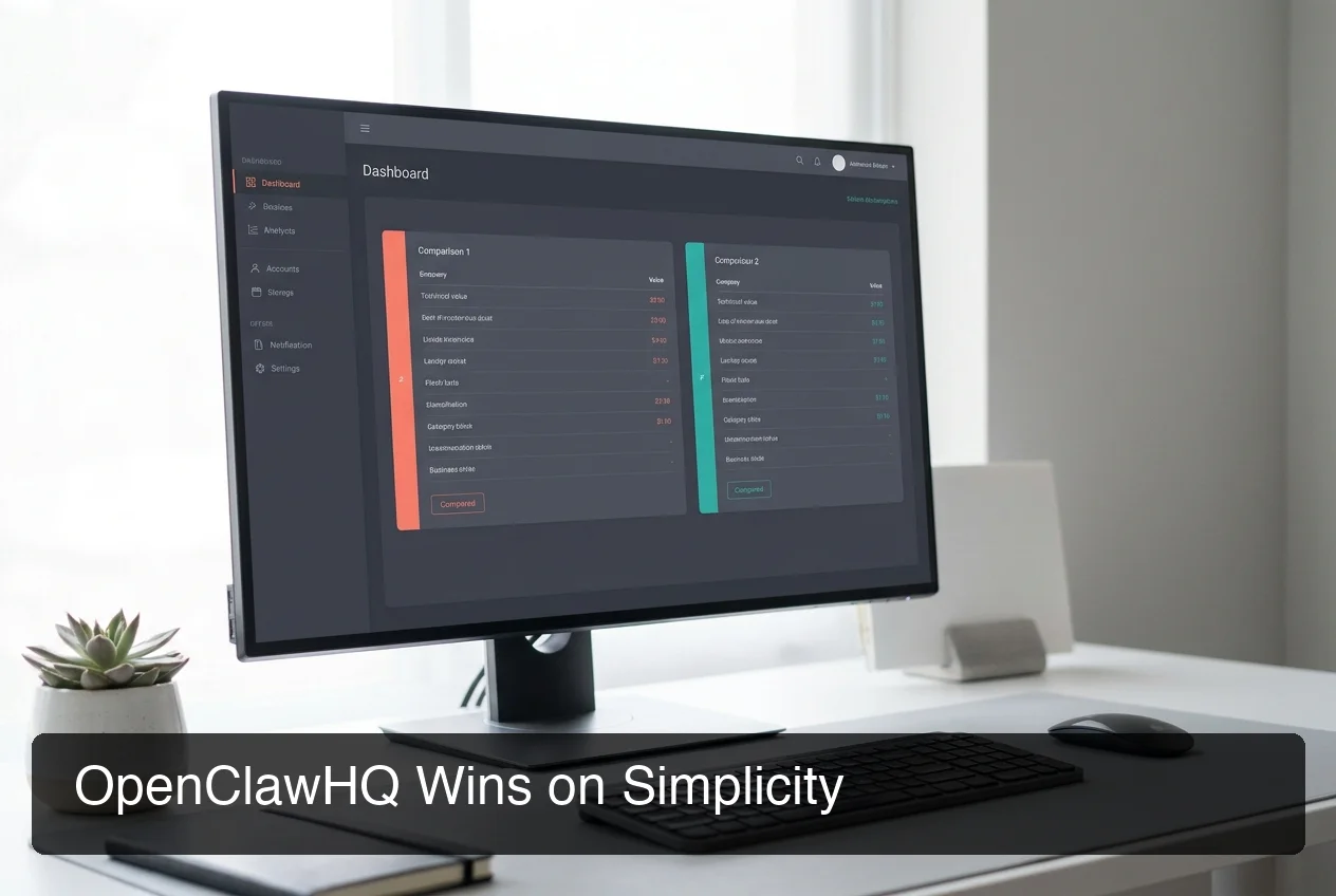 OpenClaw plans comparison chart showing OpenClawHQ vs KiloClaw, xCloud, and Blink Claw pricing