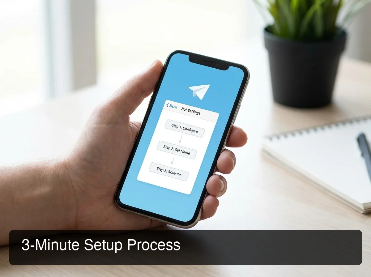 openclaw telegram setup guide showing BotFather bot creation and 3-minute connection workflow